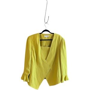 EY Signature mustard poly rhinestone trim flowy sleeves dress jacket Sz 22W